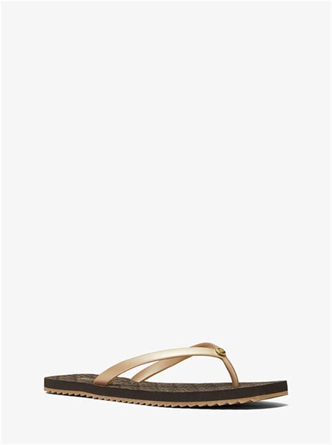 michael kors flip flops brown|michael kors jinx flip flops.